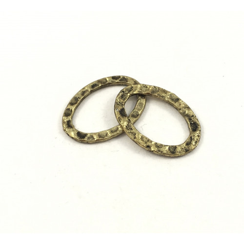 Antique gold oval hammered 18x13mm